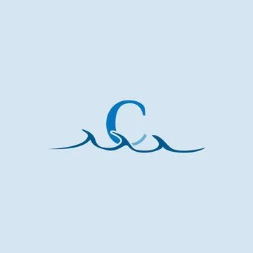 Ocean Wave Inspired Initial Letter C Icon for Creative Marine Concepts Stock Illustration