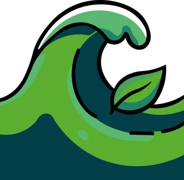 Ocean wave with leaf hydro energy icon Stock Illustration