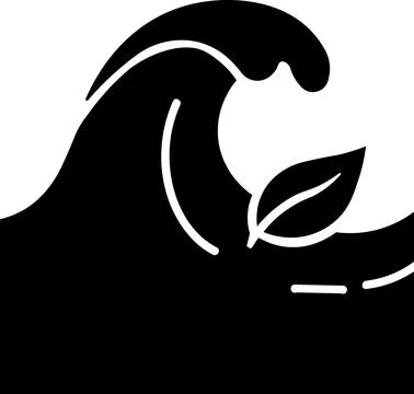 Ocean wave with leaf hydro energy icon 스톡 일러스트