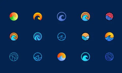 Ocean wave logo design, set of logo templates fit for identity Stock Illustration
