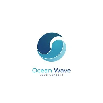 Ocean Wave Logo Design Template Flat Style Design Vector Stock Illustration