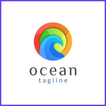 Ocean wave logo design with various colors Stock Illustration