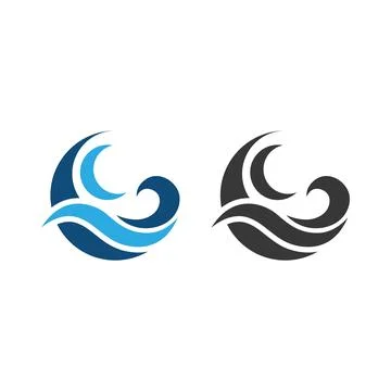 Ocean Wave Logo Design for Water Sports and Travel Brand. Stock Illustration