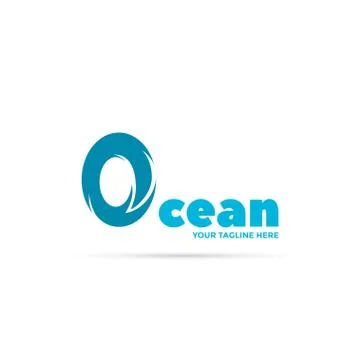 Ocean wave logo. The letter O symbolizes wave Stock Illustration