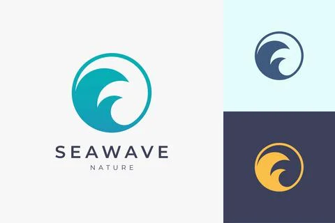 Ocean wave logo template in simple and clean shape Stock Illustration