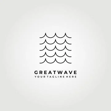 Ocean wave logo vector illustration design, great and small wave Stock Illustration