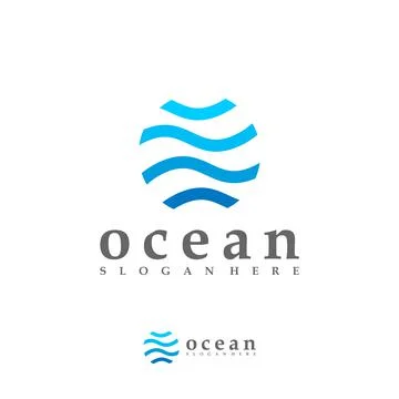 Ocean Wave logo vector template, Creative Water Wave logo design concepts Stock Illustration