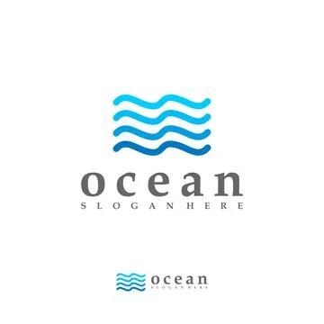 Ocean Wave logo vector template, Creative Water Wave logo design concepts Stock Illustration