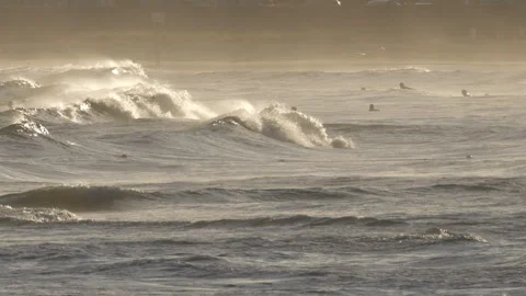 Ocean wave moving at sunset Stock Footage 344122651