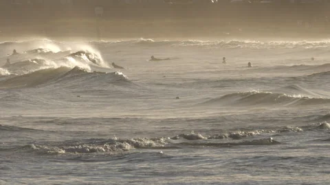 Ocean wave moving at sunset Stock Footage 344123827