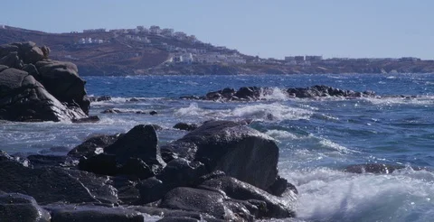 Ocean Wave on Mykonos Stock Footage 87233027