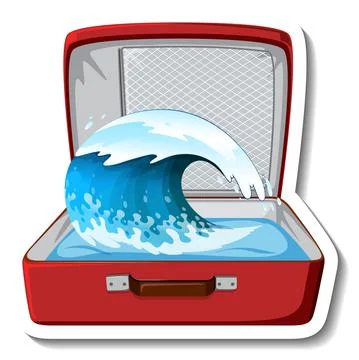 Ocean wave in the opened suitcase Illustrazione stock