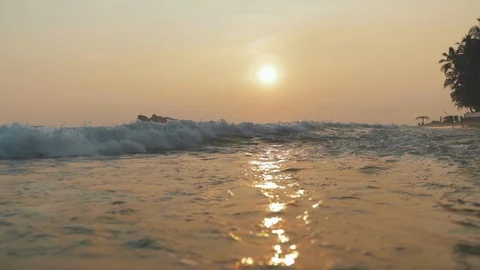 Ocean wave on sandy beach Stock Footage 108632725