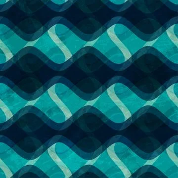 Ocean wave seamless texture with grunge effect Stock Illustration