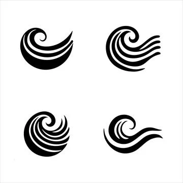 Ocean wave silhouettes Stock Illustration