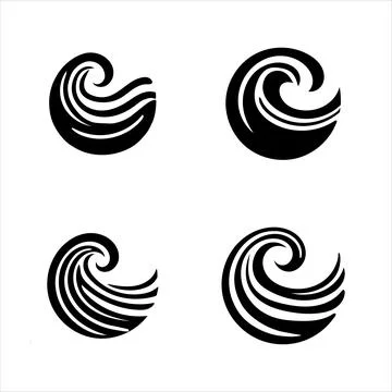 Ocean wave silhouettes Stock Illustration