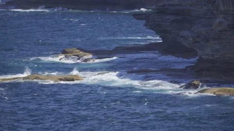 Ocean wave, spindrift, rock Stock Footage 139203211