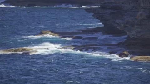 Ocean wave, spindrift, rock Stock Footage 139203216
