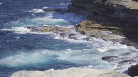 Ocean wave, spindrift, rock Stock Footage 139203592