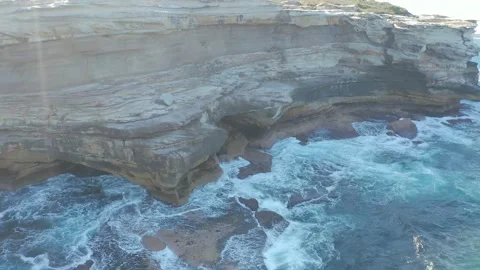 Ocean wave, spindrift, rock Stock Footage 139204280