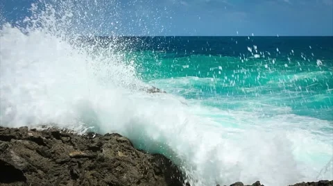 Ocean wave splash on the reef Stock Footage 48896601