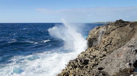 Ocean wave splash on the reef. Stock Footage 50365899