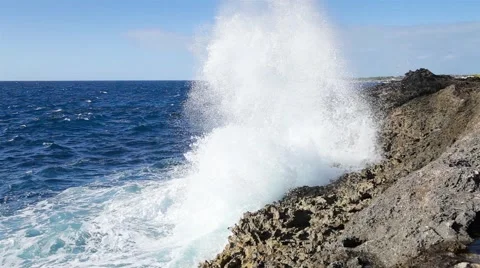 Ocean wave splash on the reef. Stock Footage 50366058