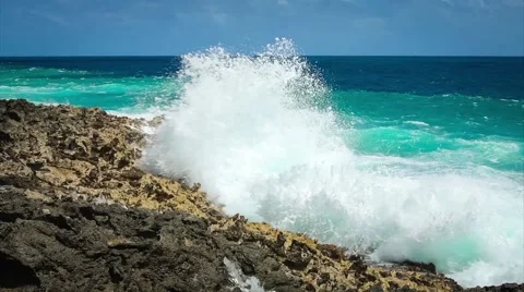 Ocean wave splash on the reef. Stock Footage 50367742