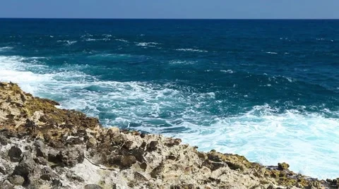 Ocean wave splash on the reef Stock Footage 50635919