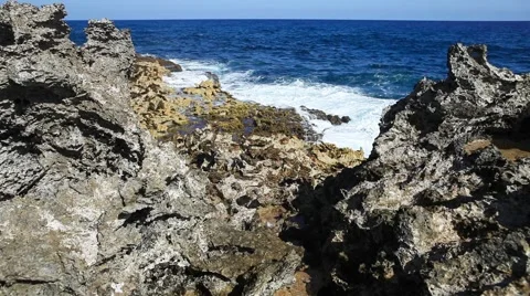 Ocean wave splash on the reef Stock Footage 50636270