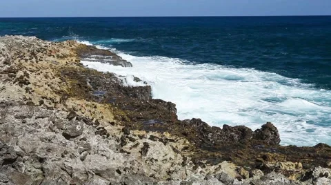 Ocean wave splash on the reef Stock Footage 50636370