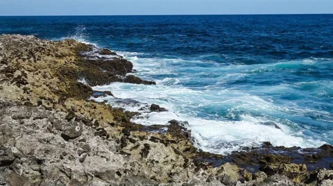 Ocean wave splash on the reef Stock Footage 50637424