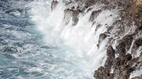 Ocean wave splash on the reef Stock Footage 51087330
