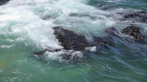Ocean wave splash on the reef Stock Footage 51094158