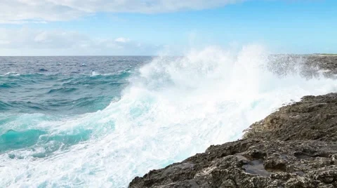 Ocean wave splash on the reef Stock Footage 51094457