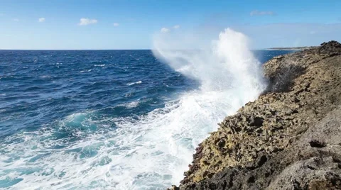 Ocean wave splash on the reef Stock Footage 51094646