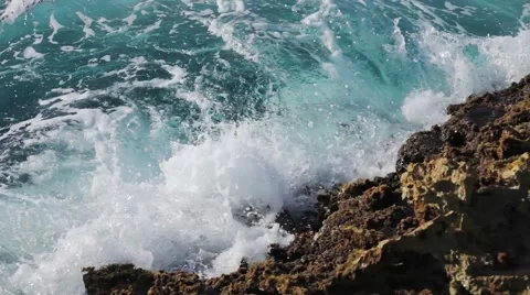 Ocean wave splash on the reef video Stock Footage 51815113