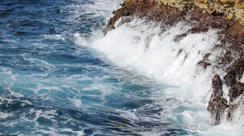 Ocean wave splash on the reef video Stock Footage 51815614