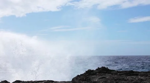 Ocean wave splash on the reef video Stock Footage 51840385
