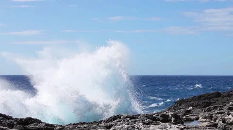 Ocean wave splash on the reef video Stock Footage 52078603