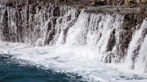 Ocean wave splash on the reef video Stock Footage 52085448