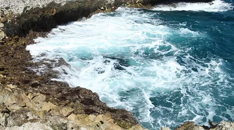 Ocean wave splash on the reef video Stock Footage 52161059