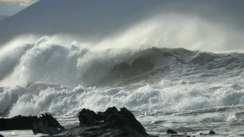 Ocean Wave storm tempest Stock Footage 136383907