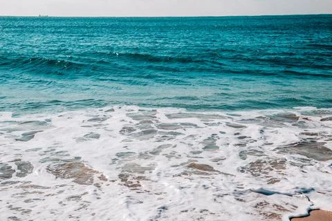 Ocean wave surface background at Haeundae beach in Busan, Korea Stock Photos