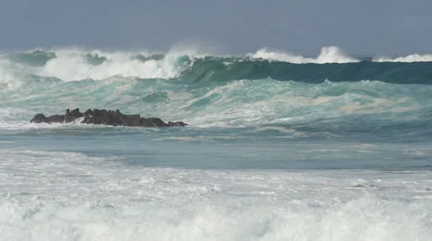 Ocean wave tide slow motion Stock Footage 34399213