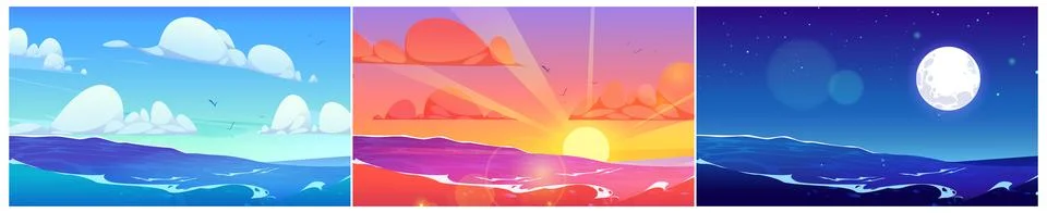 Ocean wave vector background, sea water landscape Stock Illustration