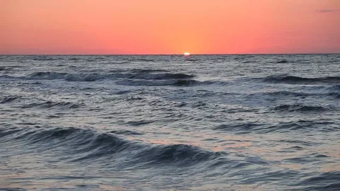Ocean wave water surface with rising sun reflection. Florida, USA Stock Footage 87635591