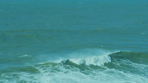 Ocean wave with white foam, rolling waves Stock Footage 88105874