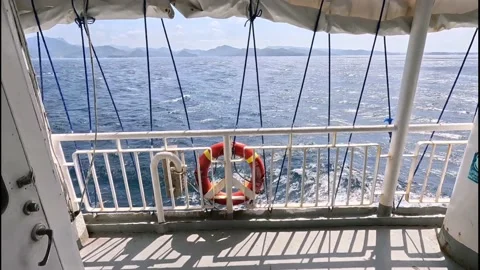 Ocean Waves in Accomodation Veranda of a Passenger Ship Stock Footage 233654003