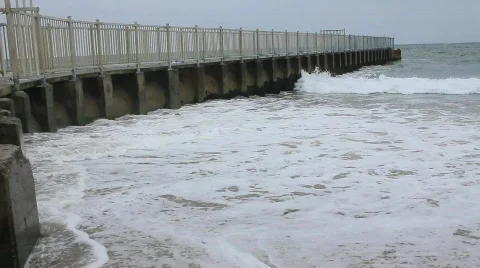 Ocean waves against wall 2 Stock Footage 759488